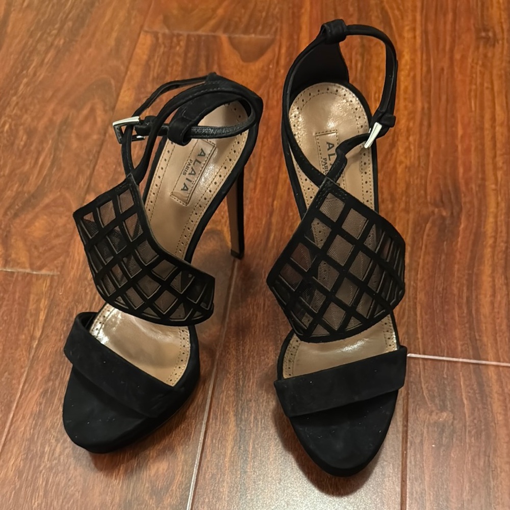Alaia Black Mesh Stiletto Heels, Size 36